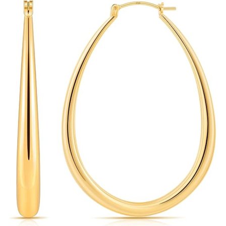 1 stk. Guld Chunky Hoop Øreringe til Kvinder, 14K Guldbelagte Ovale Hoop Guld Øreringe