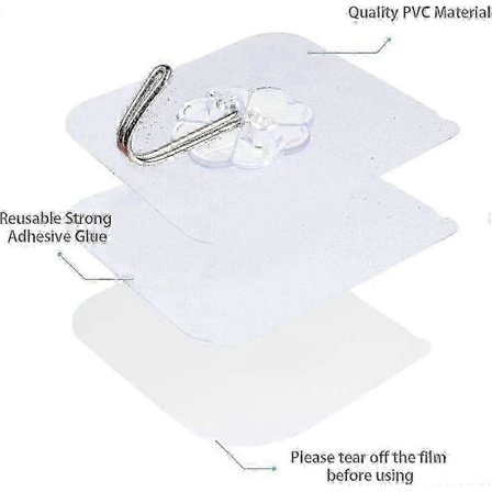 10 kpl Kraftiga Läpinäkyviä Itsekiinnittyviä Koukkuja, 10 kg Vedenpitäviä Koukkuja Kylpyhuoneeseen Keittiöön Olohuoneeseen