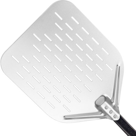 Pizzaspade 40 x 30 cm - Glider let på pizzastenen - Perforeret pizzaspade med stor overflade og aftageligt håndtag