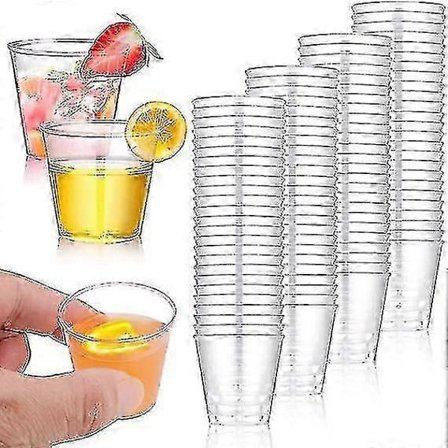100-pakning plastshotglass 30 ml, gjenbrukbare festdrikkekrus