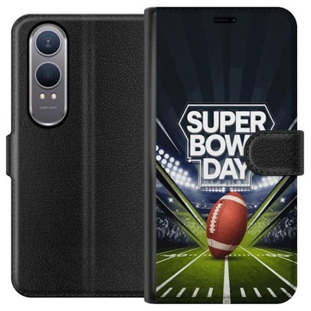 Yhteensopiva Lompakkokotelo OnePlus Nord CE4 Lite Super Bowl Day juliste, jossa amerikkalainen jalkapallo valaistuksella varustetulla areenalla dramaa