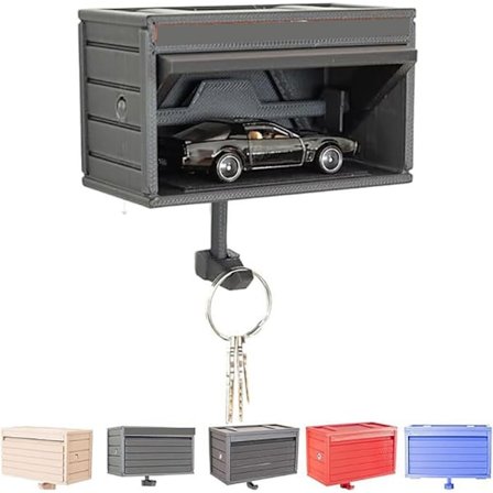 Bilgarage Nøgleholder med Åbningsdør Grey