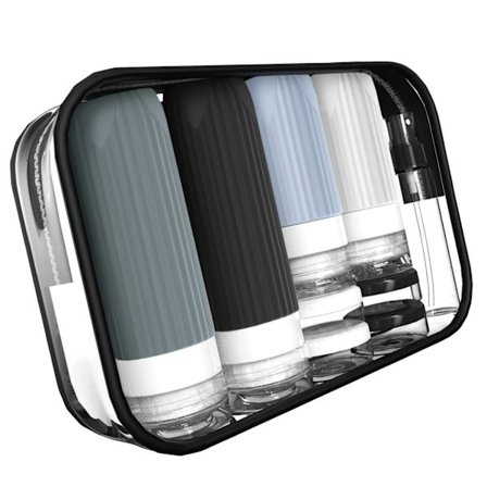 Rejsevenligt toiletsæt i silikone, genopfyldelige rejsebeholdere