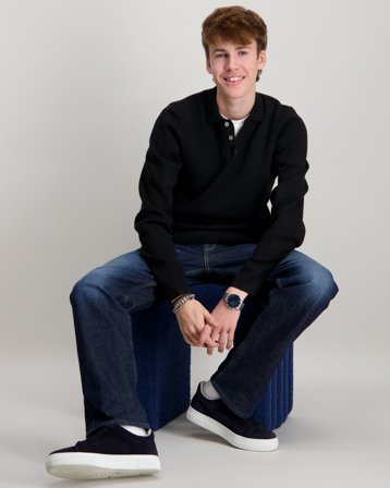 Jack & Jones JPRBLABRADFORT KNIT POLO JNR Svart Genser Gutt - Kids Brand Store