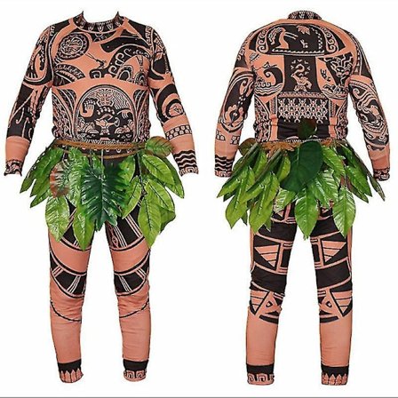 Maui Tattoo T Shirt/pants Halloween Adult Mens Women Cosplay Costumes With Leaves Decor Blattern Halloween Adult Cosplay