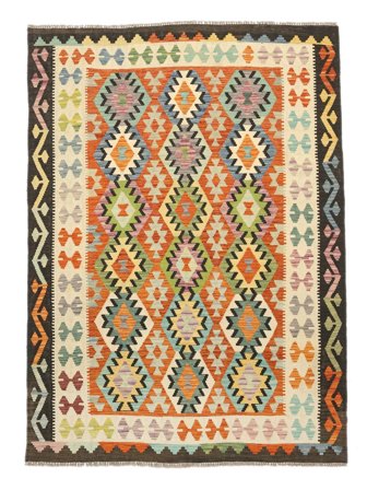 Oriental Kilim Afghan Old Style Rug 179X244 Brown/Black Wool, Afghanistan
