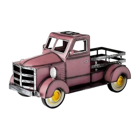 Retro Solar Pickup Truck Kreativ Lastebil Blomsterpotte Håndlagde Harpiks Håndverk Ornament Med LED Lys Dekor For Hage [HK]