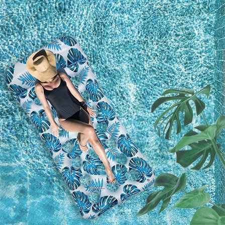 Svømmepølse, 4 i 1 flydende liggestol hængekøje flyder, svømmepølse hængekøje, oppustelig svømmepølse madras