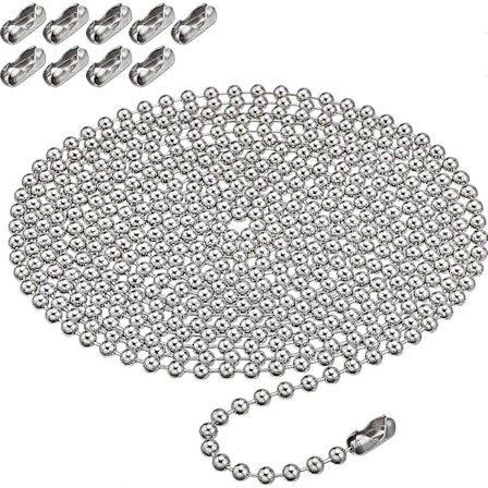 Rullgardinskedja Ersättningskedja - Gardindelar - Rullgardinskedja - 3 meter metallkulkedja med 10 metallkulknappar
