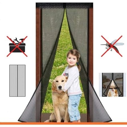 Myggnät Dörr med Magnetisk Stängning, Anti-Fluga Dörrgardin, Själv C
