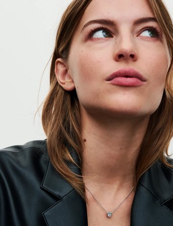 Pandora Heart Sterling Silver Collier With Clear Cubic Zirconia - Silver - 45 CM