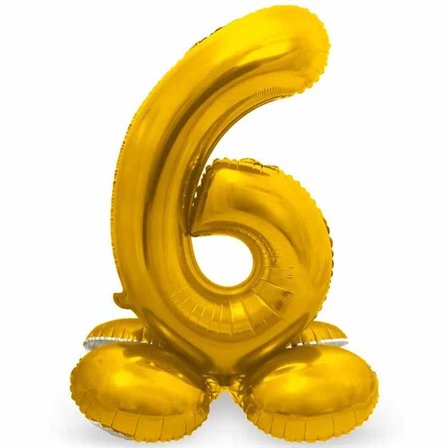 Sifferballong Stående Guld 72 cm "0-9" Siffra 6 - Kalaslagret.se