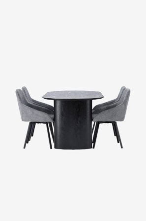 Venture Home - Ruokailuryhmä Isolde ja ruokapöydän tuolit Rosie, 4 kpl - Musta - Ruokailuryhmä 4 hengelle - - Homeroom