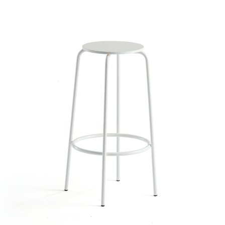Bar stool TIMMY, white frame, white seat, H 730 mm