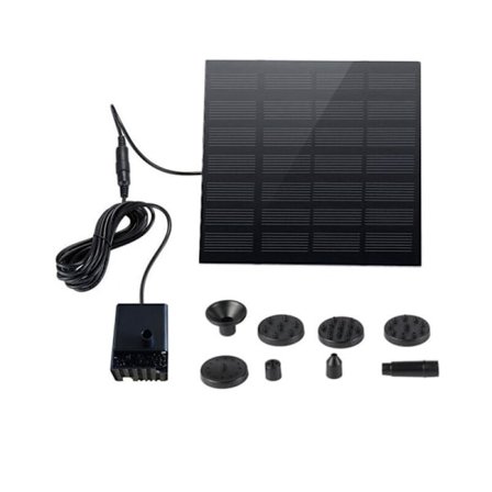 Solcells dammpump, 7V DC 190L/H solpanelpump för trädgårdsfontän, simbassäng, akvariedamm, borstlös fontän med vattenutloppspluggar--