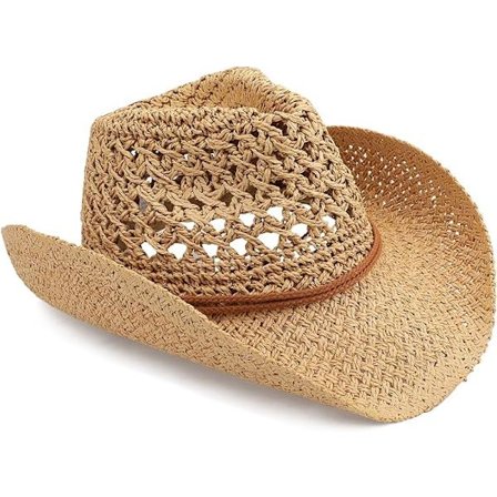 Vuxen Sol Halm Western Cowboyhatt Khaki