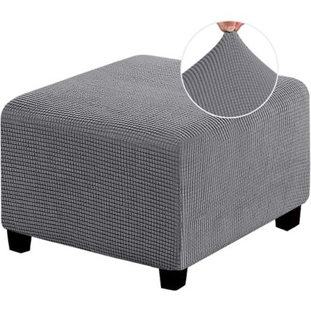 Stretch fotskammel trekk, krakkbeskyttertrekk med elastisk bunn, støvtett, avtagbart, vaskbart fotstøttepufftrekk, ottomansk trekk