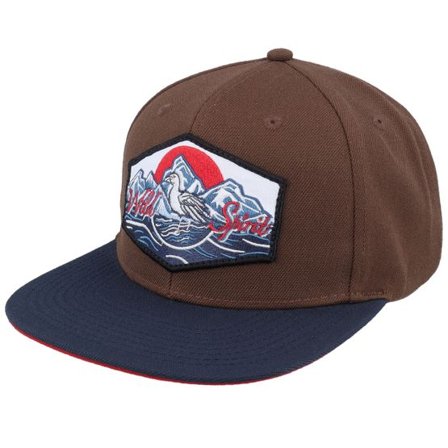 Wild Spirit - Brun snapback Keps - Bird & Mountains Patch Brown/Navy/Red Snapback @ Hatstore