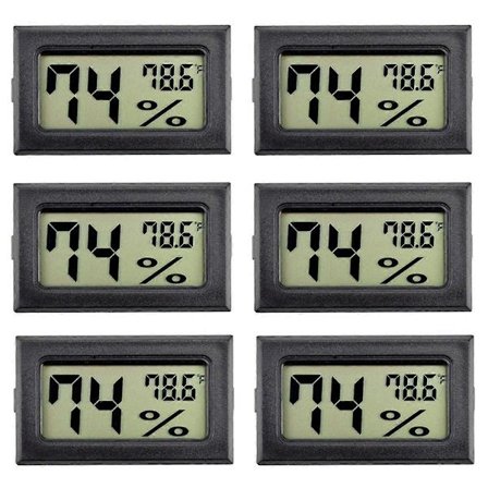 6-pakning Mini Hygrometer Innendørs Fuktighetsmåler Hygrometer Digitale Termometre Fuktighet med (°F) for Gr
