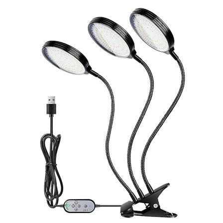 USB Plant Grow Light 312 Leds Sunlight Täysspektri säädettävä pöytäpuristin kasvatuslamppu sisäkasveille 5 himmennettävää tasoa 4/8/12h ajastin