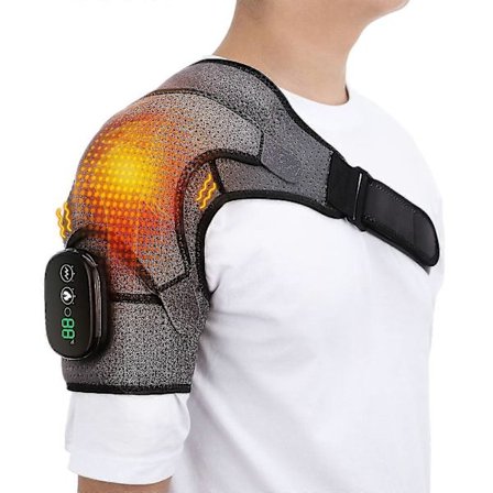 Opvarmet skulderbandage med vibration, massage opvarmet bandage til skuldre, trådløs elektrisk skulder varmepude