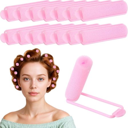 14 stk. Svampe Hårruller (6,8x1,7 cm) - Varme-fri Pink Curlers til Ubesværet Styling, Bløde Svamperuller til Kvinder & Børn, Virker o