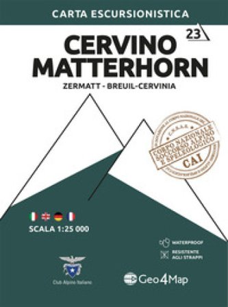 23 Matterhorn Zermatt, Breuil-Cervinia. Carta escursionistica 1:25.000
