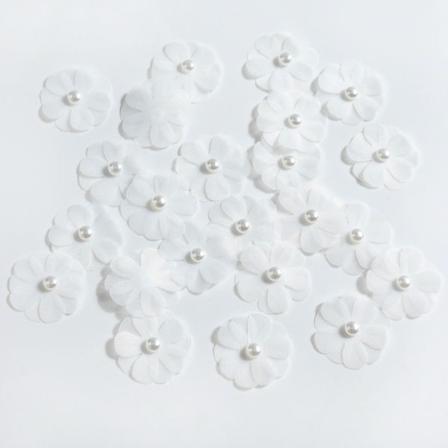 50st Rose falska blommor DIY Hantverk Dekor VIT White