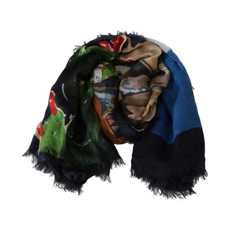 Dolce & Gabbana, Taormina Wrap Shawl Modal Scarf Zwart, Heren, Maat:ONE Size,multicolor
