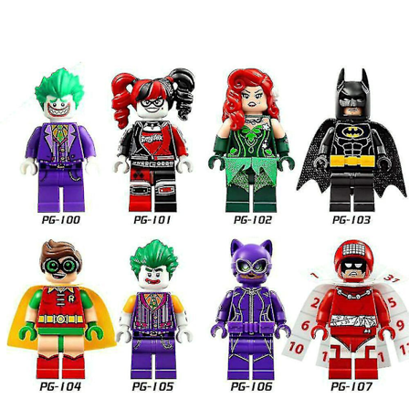 8 kpl/setti supersankarisarjan toimintahahmoja rakennuspalikoita Klovni Batman Harley Quinn kokoonpano minihahmot keräilylelut lapsille faneille lahja