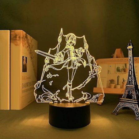 Genshin Impact LED 3D-lampe Lllusion-lys skrivebordslampe japansk anime-lys til børneværelsesindretning nattelys fødselsdagsgave manga-gadget