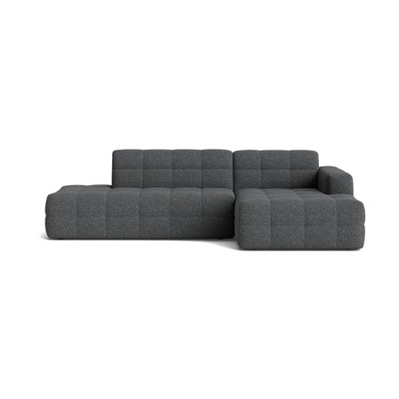 Paris Chaiselongue-Sofa, rechts | Open End in Puente Grau/Blau, modernes Design mit quadratischer Steppung, hoher Sitzkomfort, 77cm Höhe.