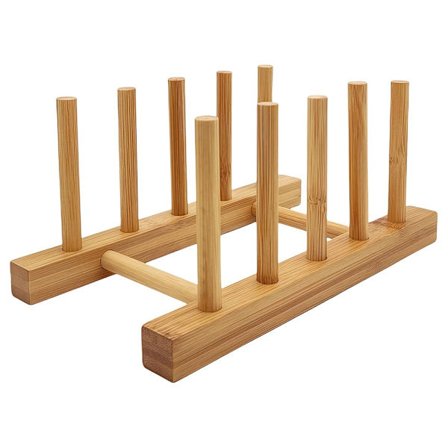 Opvaskestativ i bambus til køkken - Velegnet til skærebrætter, opvaskestativer, tallerkener, kopper, låg og organizer (4 rum)