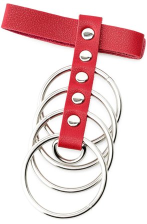 Red Artificial Leather Cockring With Metal Shaft Support 45mm - Woome.pl