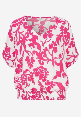 Cellbes of Sweden - Bluse i viskosecrepe i cerise / mønstret til damer i størrelse 42/44