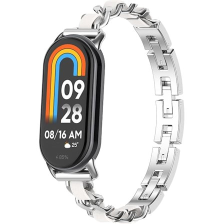 Kompatibel med Xiaomi Mi Smart Band 8 Armband Metall Justerbart Vävt Armband Smart Klockarmband Tillbehör för Kvinnor Män Ersättningsarmband