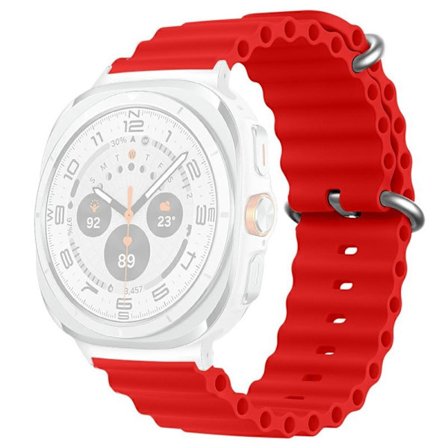 Samsung Galaxy Watch Ultra 47mm aaltoileva muotoilu kaksinkertainen solki silikoni ranneke - Punainen