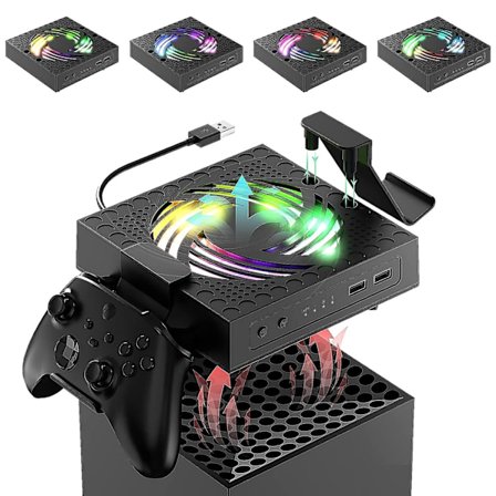 RGB Kjølevifte for Xbox Series X, 3 Justerbare Hastigheter Kjølesystem Lavt Støynivå Kjølevifte for Xbox Series X