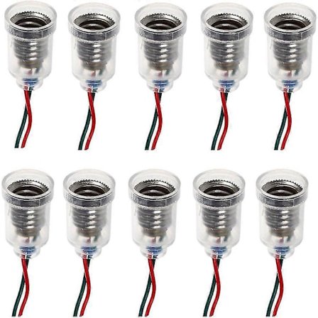 E10 Lampeklips Liten Pæreholder 10 stk Lyskontakt med Ledning for Hjem Elektrisk Testing (FMY)