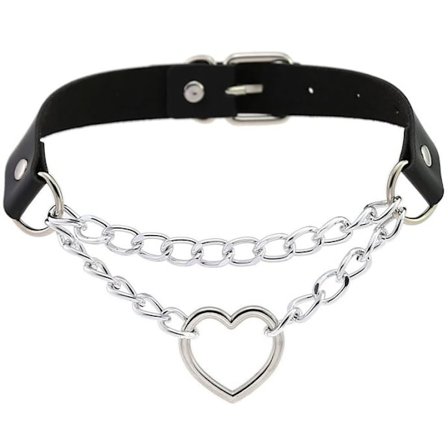Choker - Heart - Chain - Black