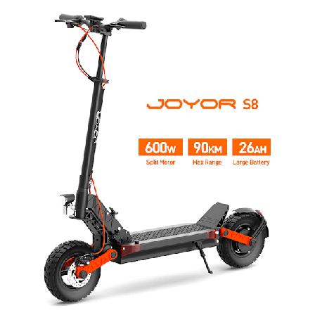 Elscooter JOYOR S8 elektrisk skoter - 600W Motor 48V26AH Batteri 10 tums däck hopfällbar skivbroms - svart