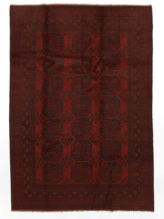 Håndknyttet Afghan Fine Teppe 192X277 Svart/Mørk Rød