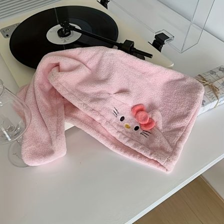 Sanrio Tegneserie Koral Fleece Tørrehætte | Tyk, Fælder Ikke