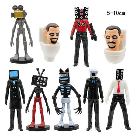 Skibidi Toilet Action Figurer Sæt Sjovt Spil Toiletmand Kameramand Speakerman Kage Toppers Boligdekoration Legetøj Gaver