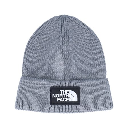The North Face - Grå cuff Beanie - Tnf Logo Box Beanie Medium Heather Grey Cuff @ Hatstore