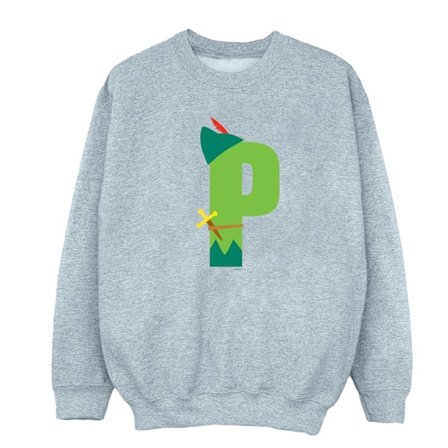 Disney Mens Alphabet P Is For Peter Pan Sweatshirt L Sports Grå