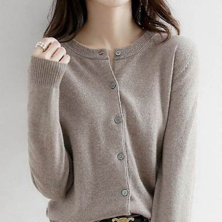 Vår Høst Kvinner Langermet Topp Cardigans Genser O-hals Strikket Kasjmir Cardigans Solid Enkeltspent Damegensere