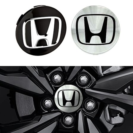 4-pakning - Honda Sentrumskåper / Hjulkapsel Emblem - Bil 69mm - Sølv