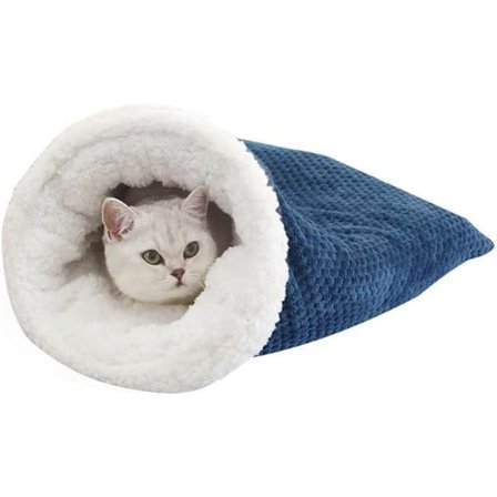 Kattesovepose, Vaskbar Selvopvarmende Katteseng Snuggle Sack, Vinterdyreseng Til Hunde Og Katte Op Til 6kg (blå)