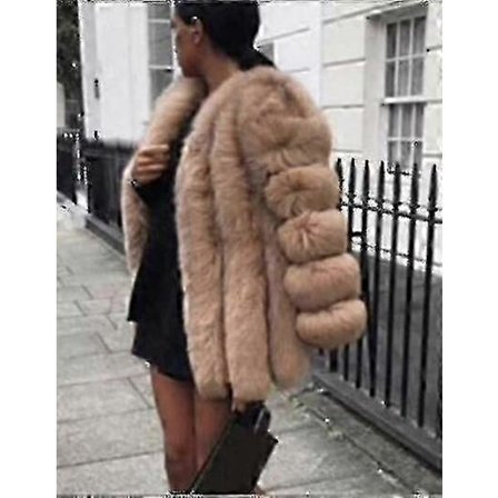 Dam Vinter Varm Tjock Fuskpäls Jacka Kappa Fluffigt Ytterkläder Plus Storlek, hw